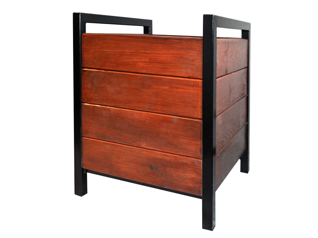 WIELKA DONICA ogrodowa DREWNO METAL 60x60