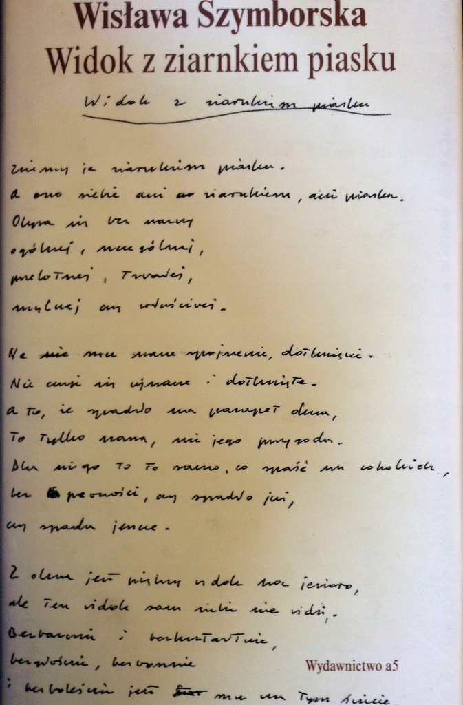 Widok z ziarnkiem piasku Szymborska
