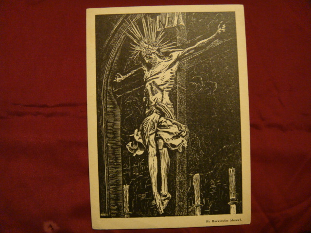 drzeworyt Fr.Burkiewicz 10x15 Krucyfiks Wit Stwosz