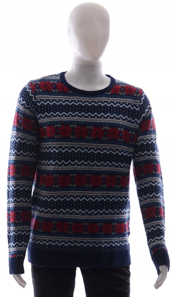 MOUNTAIN sweter męski we wzór norweski L