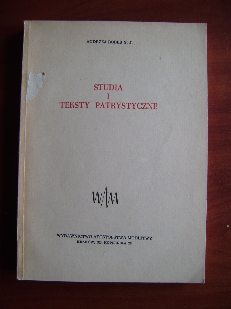 Andrzej Bober SJ, Studia i teksty patrystyczne