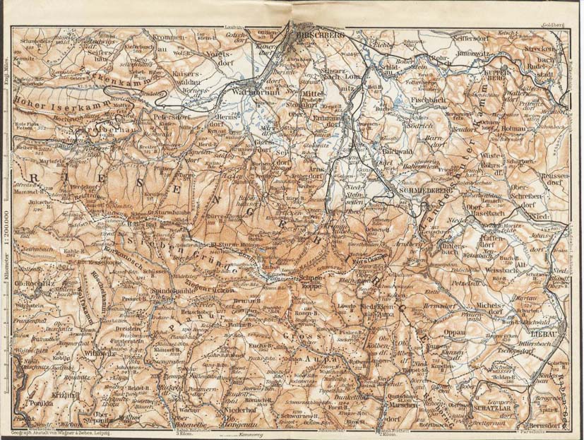 Mapa Kotliny Jeleniogórskiej, 1909 r.