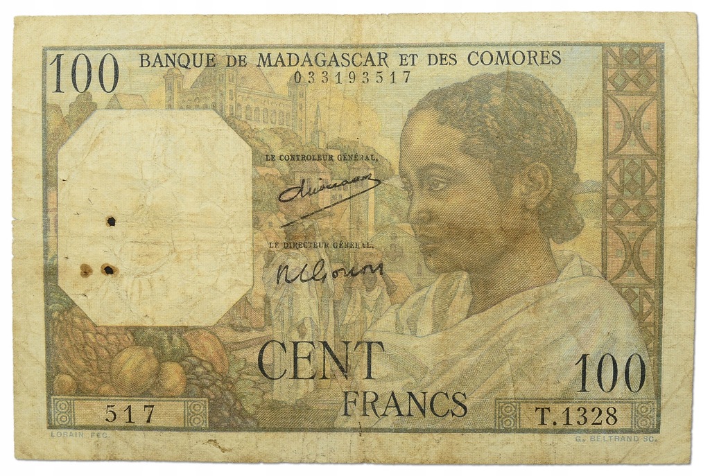 12.Madagaskar, 100 Franków 1950 -1951 rzadki, St.3