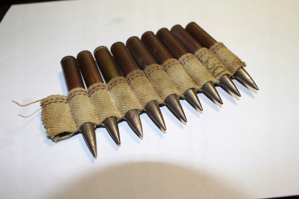 Polska taśma parciana do CKM 7,92mm wz.30 + Łuski