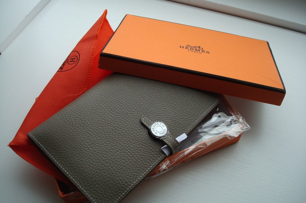 Portfel Hermes organizer Skórzany Beżowy