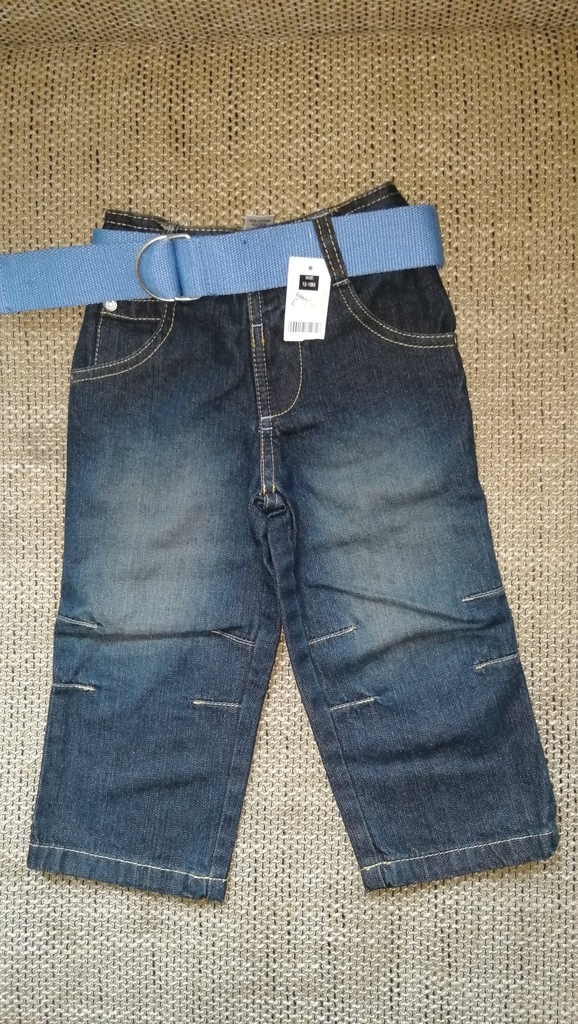 NOWE spodnie jeansy St.Bernard pasek 12-18 m r.86