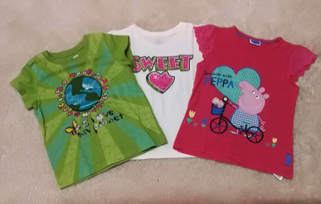3 koszulki dla dziewczynki Rozmiar 3-4 lata
