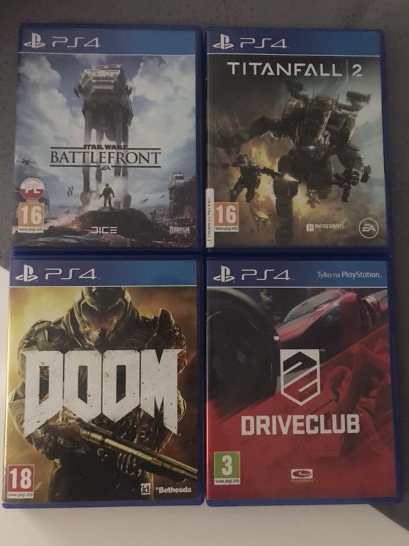 4 gry Ps4 Doom Titanfall 2 Battlerfront Driveclub