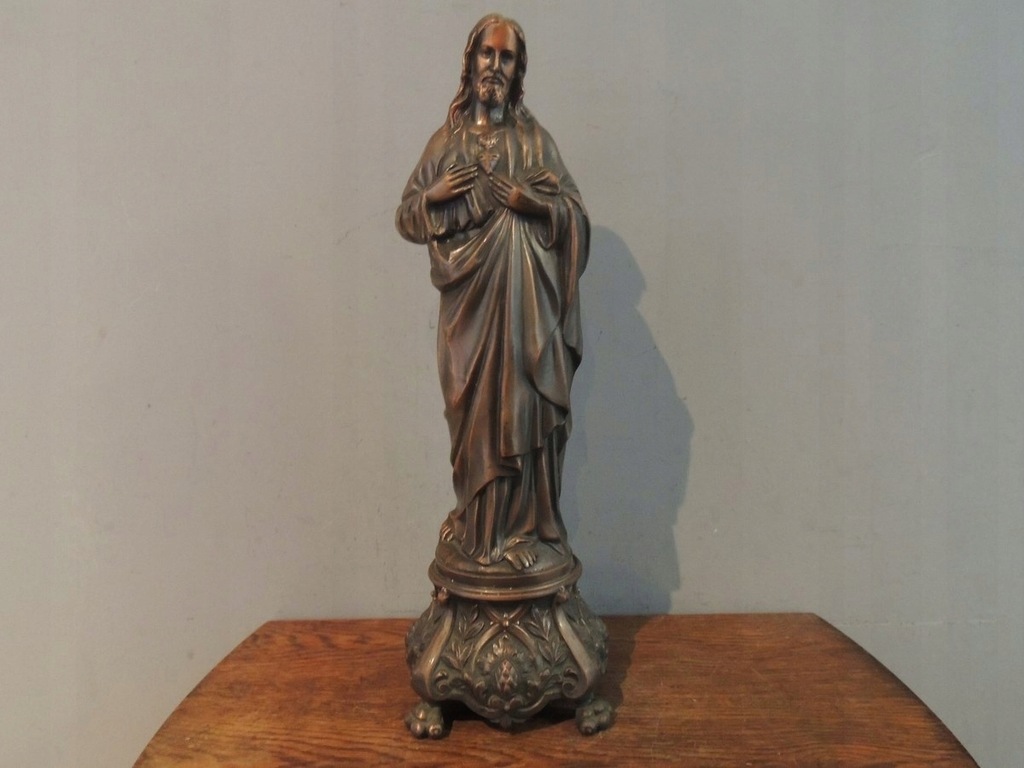 DUŻA PRZEDWOJENNA FIGURKA JEZUSA CHRYSTUSA - 39 CM