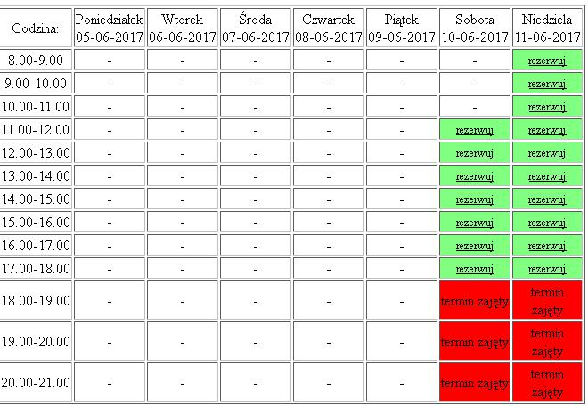 Skrypt php "System rezerwacji"