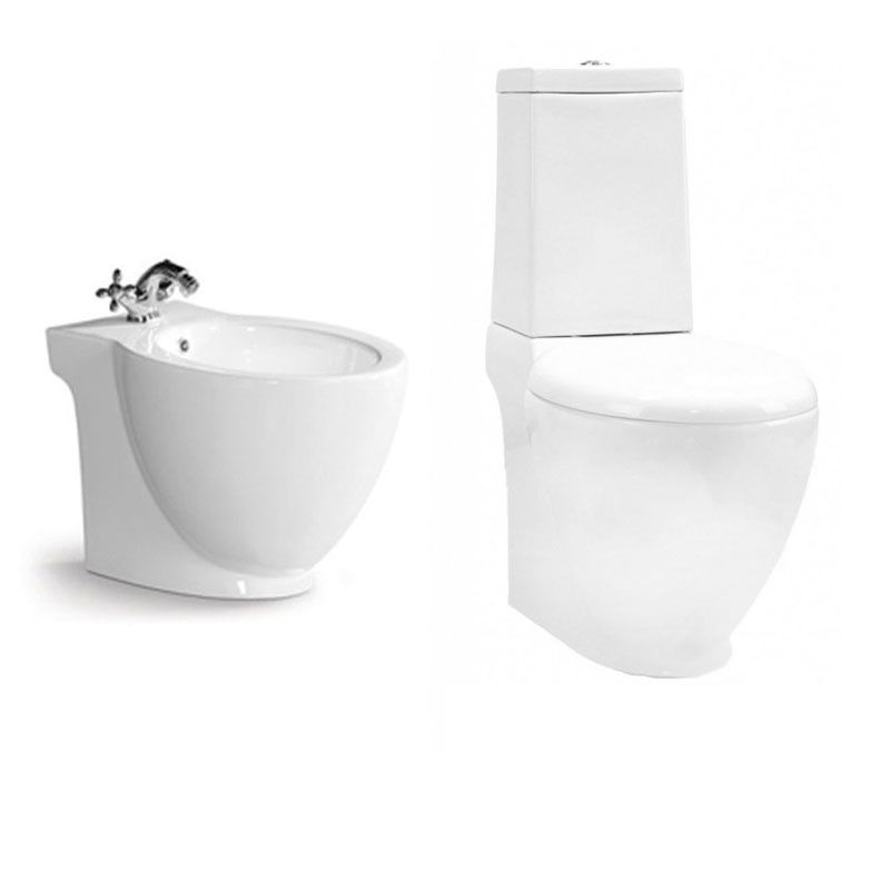 Zestaw miska WC bidet stojący bezrantowy z deską