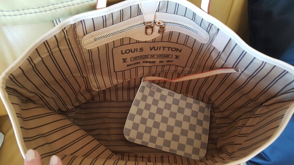 Louis Vuitton Neverfull jasna krata torebka - 7505658636 - oficjalne  archiwum Allegro