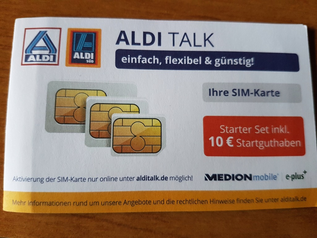 ALDI Talk starter niemiecka karta sim internet