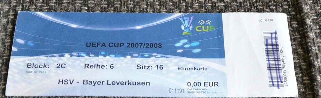 BILET HSV - BAYER LVERKUSEN UEFA CUP 2007/2008