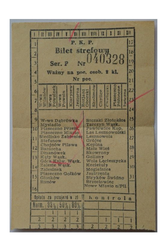 PKP - BILET STREFOWY - WARSZAWA-IWICZNA