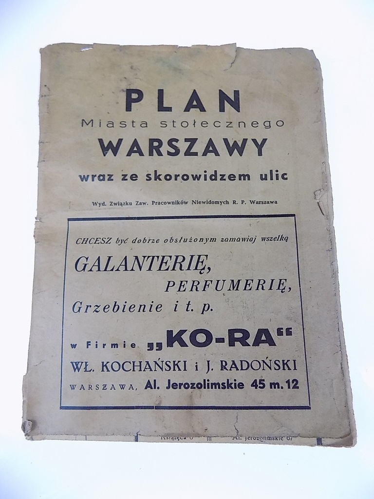 plan miasta stołecznego WARSZAWY