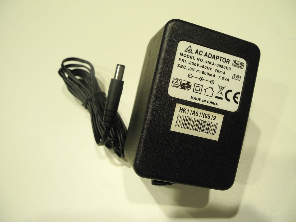 ZASILACZ 9V 800mA HKA-0980EC 230v AC ADAPTER FV