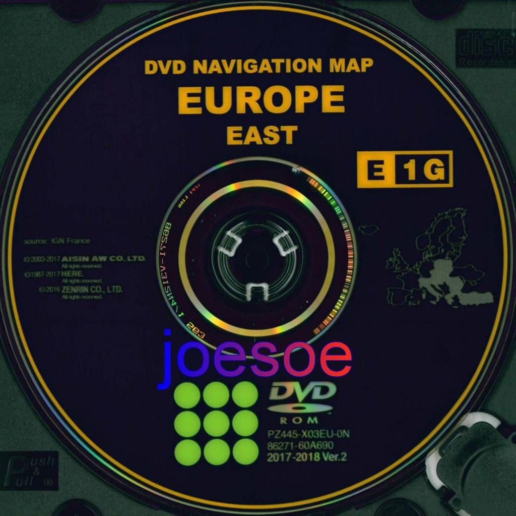 V6 DVD7点 TOYOTA / LEXUS MAPA NAWIGACJA DVD E1G 2018, EAST