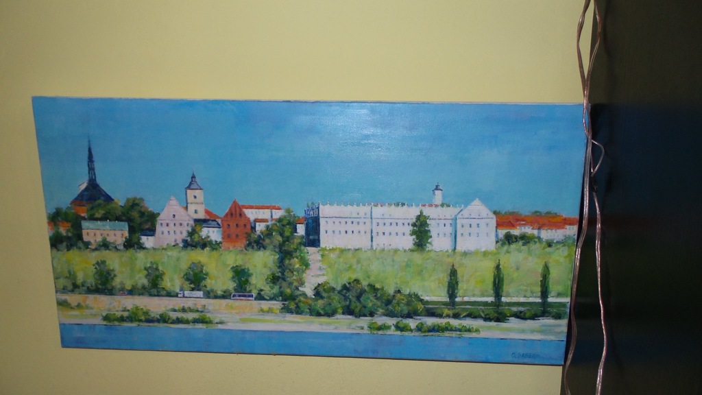 obraz olej widok Sandomierza miasto Ojca Mateusza