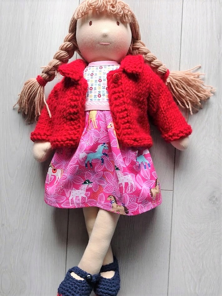 Lalka waldorfska, lalka hand made owcze runo