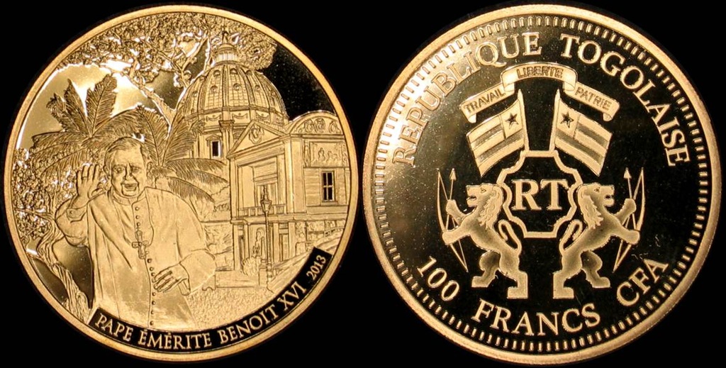 Togo, 100 Francs CFA 2013,Papież Emeryt Benedykt