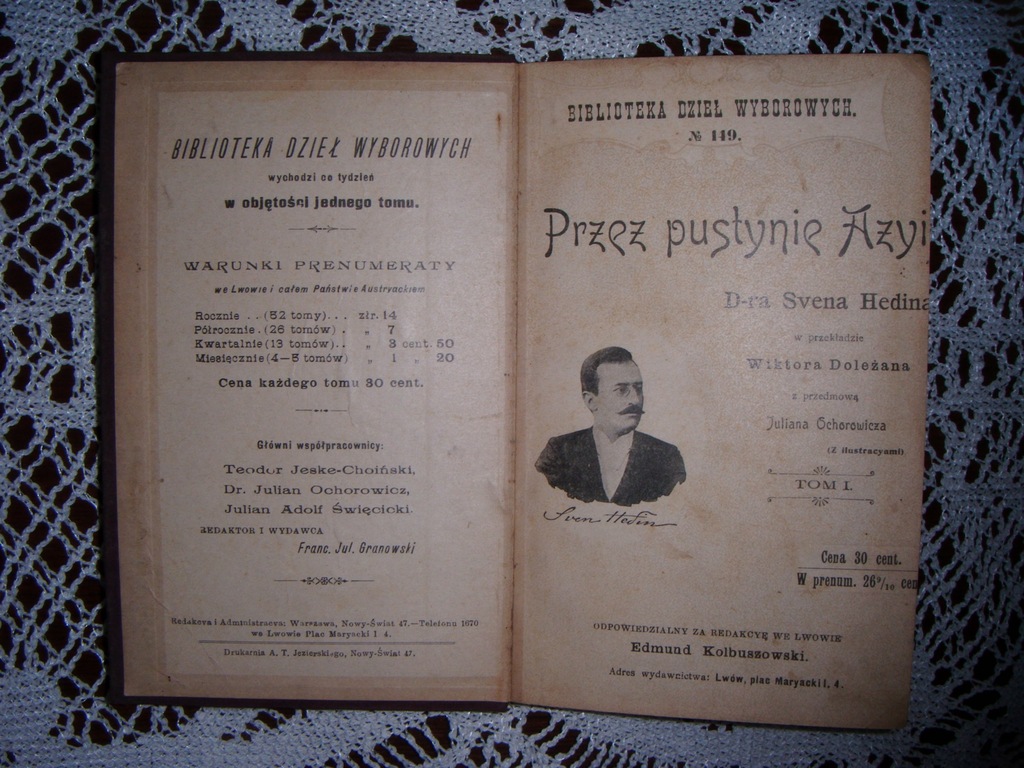 SVEN HEDIN - PRZEZ PUSTYNIE AZJI  1900 rok tom I