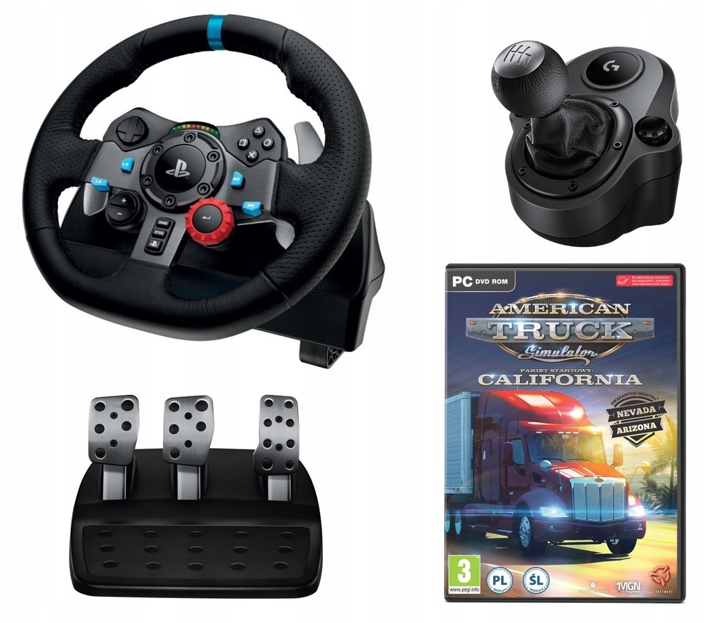Kierownica Logitech G29 + przekładnia biegów + gra