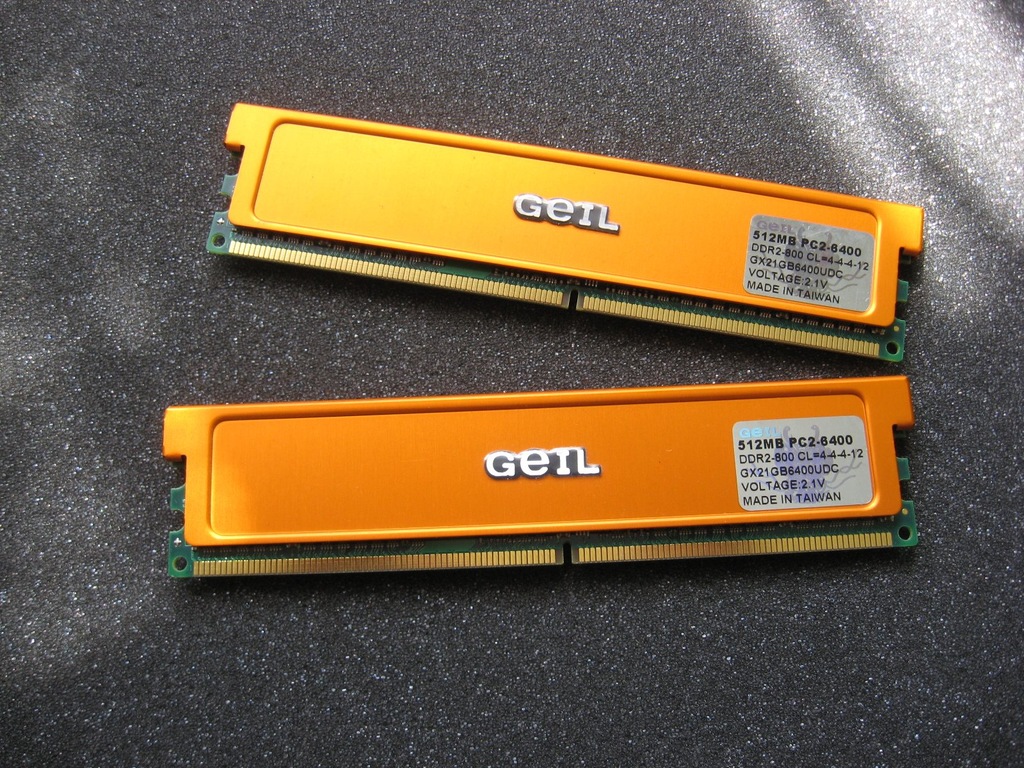 Geil 2x512MB 800MHz PC2-6400 2.1V  sprawne 100%