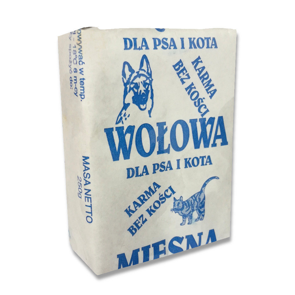 Mięso MROŻONE dla psa WOŁOWE bez kości 1 kg BARF