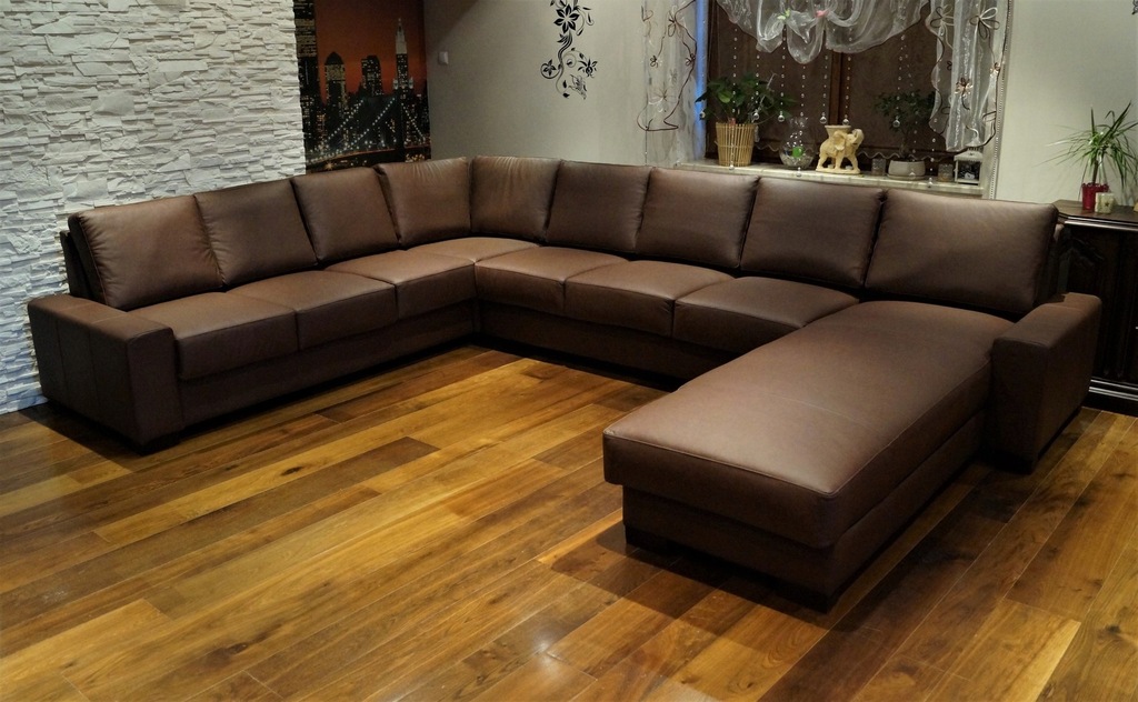 Duży Narożnik kształt U Kanapa ze skóry Sofa skóra