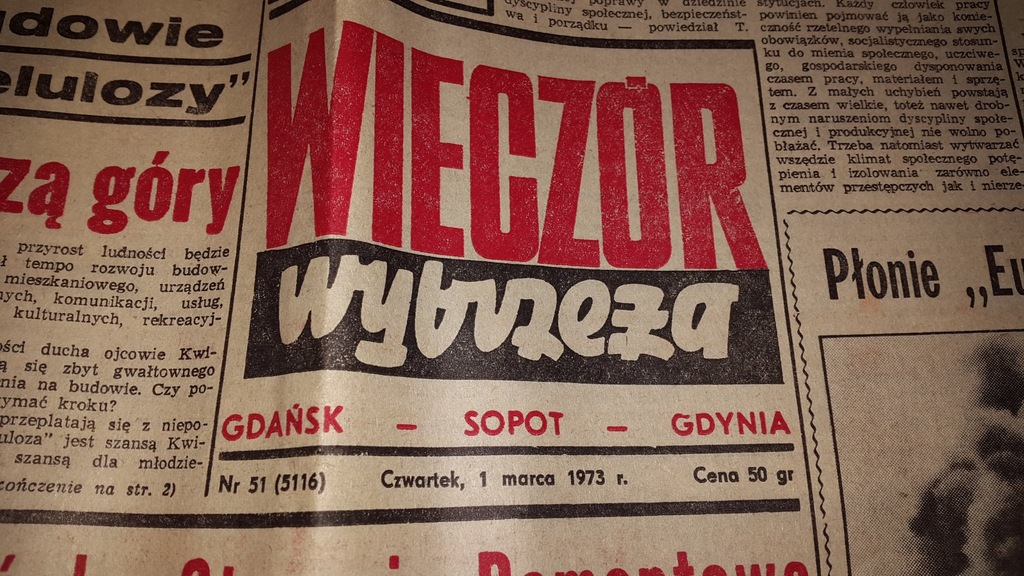 WIECZÓR WYBRZEŻA 1 marca 1973 KOMIKS ZŁOTE PROSIĘ