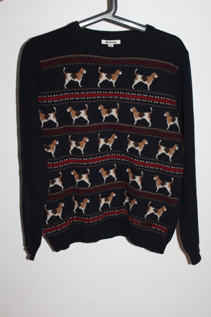 BARBOUR wełniany sweter pies dog pieski 14/15 lat