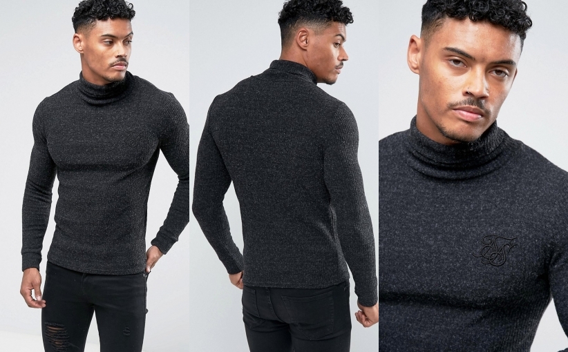 A7J503*SIKSILK SWETER GOLF CZARNY MĘSKI S M01