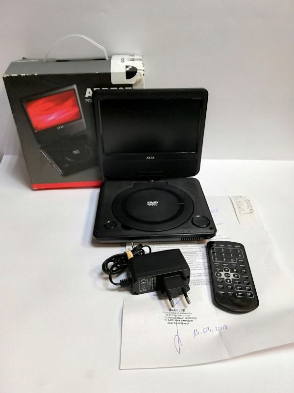 PRZENOŚNY ODTWARZACZ DVD, AKAI APD707 KOMPL GW