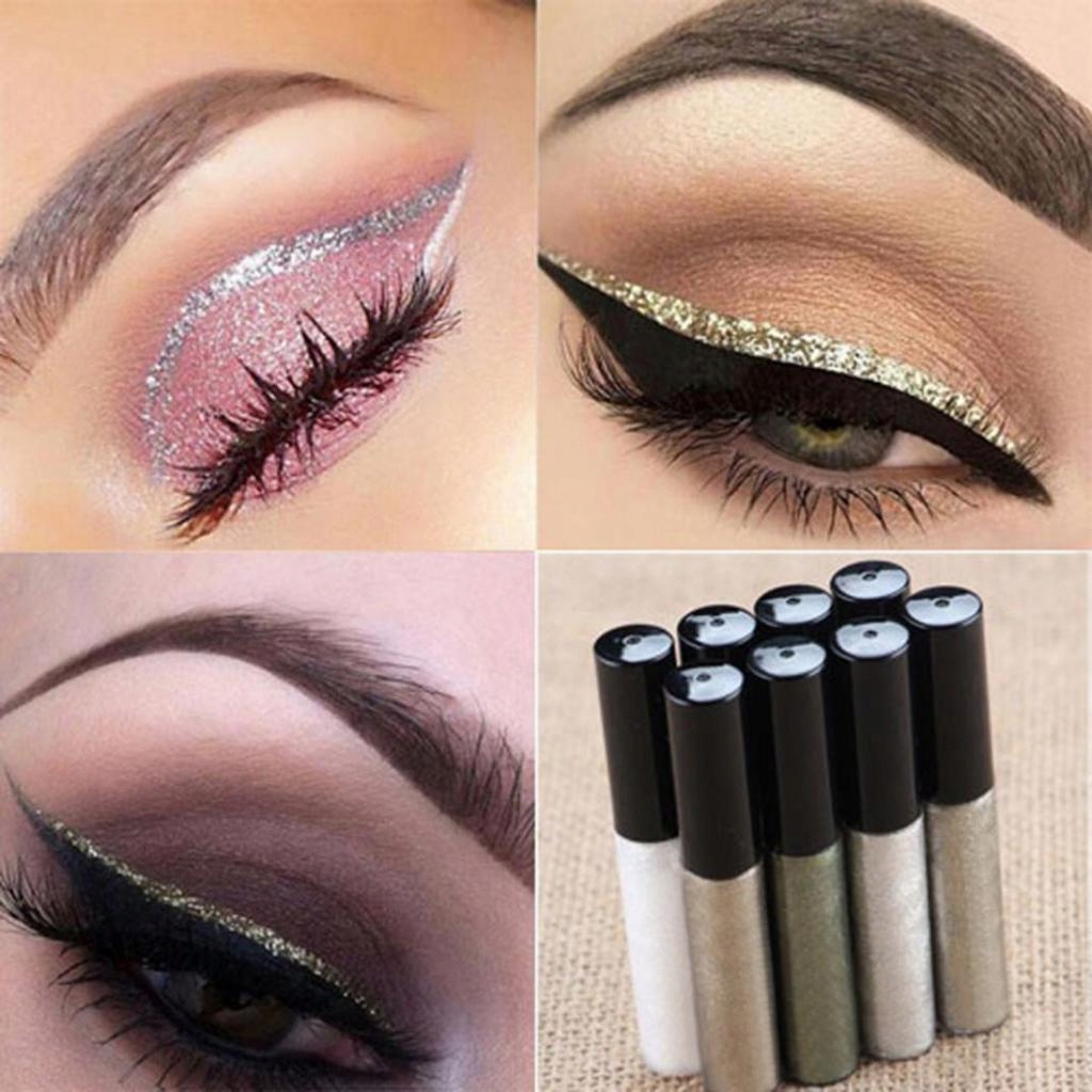 Brokatowy srebrny eyeliner