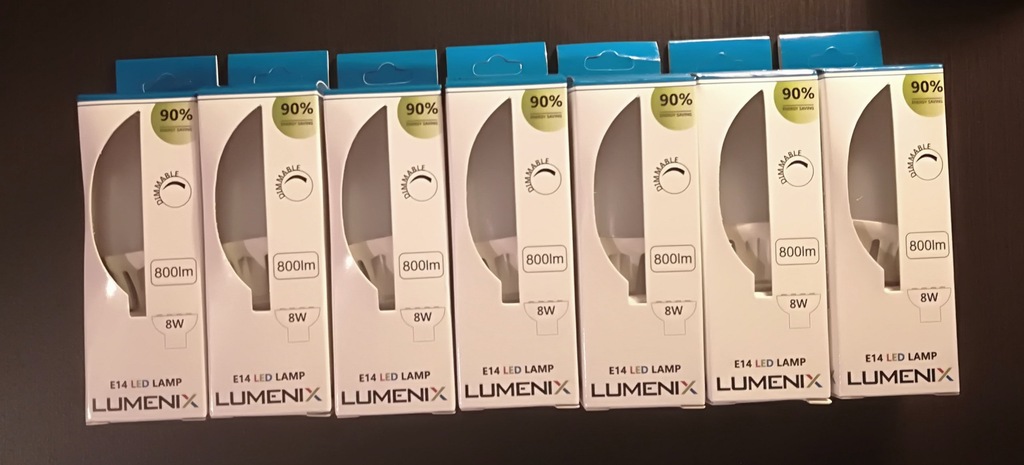 7x Żarówka LED E14 świeca 8W zimna ŚCIEMNIACZ 