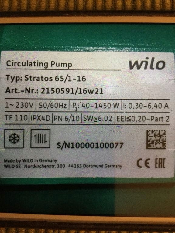 WILO STRATOS 65/1-16PN6/10 BEZDŁAWNICOWA POMPA