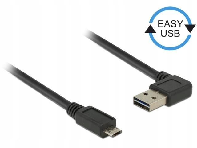 Delock Kabel USB Micro AM-BM 2.0 3m Czarny Kątowy
