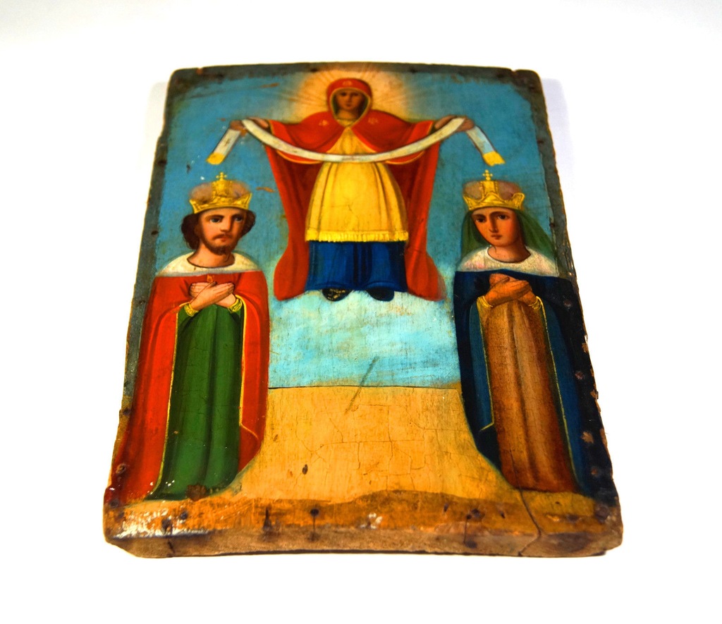 STARA IKONA XIX/XX W. POKROW UKRAINA/ROSJA