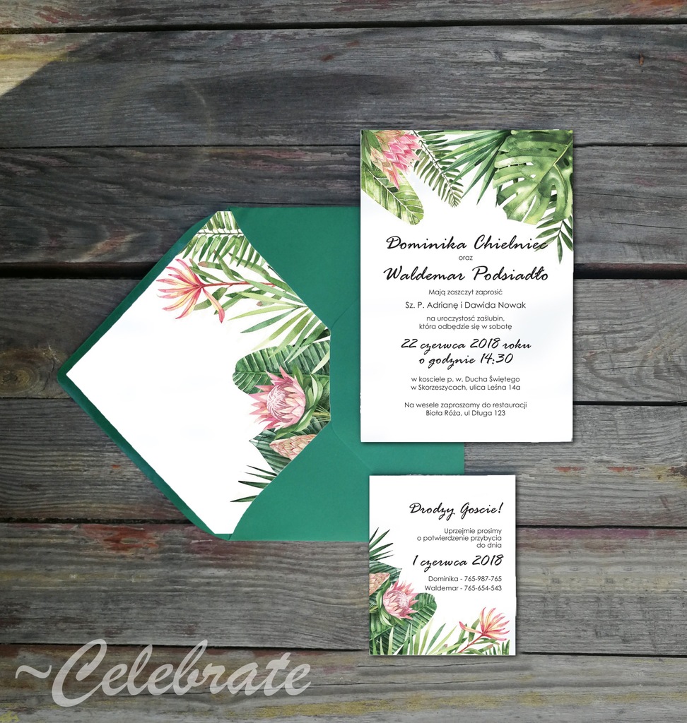 Zaproszenie ślubne handmade zielone! BOTANICAL KRK
