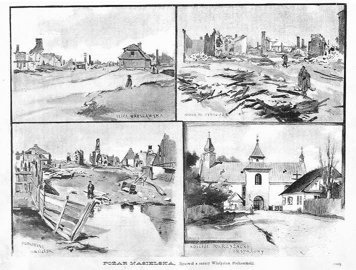 druk 1891 Nasielsk POŻAR NASIELSKA. Rysował z natu