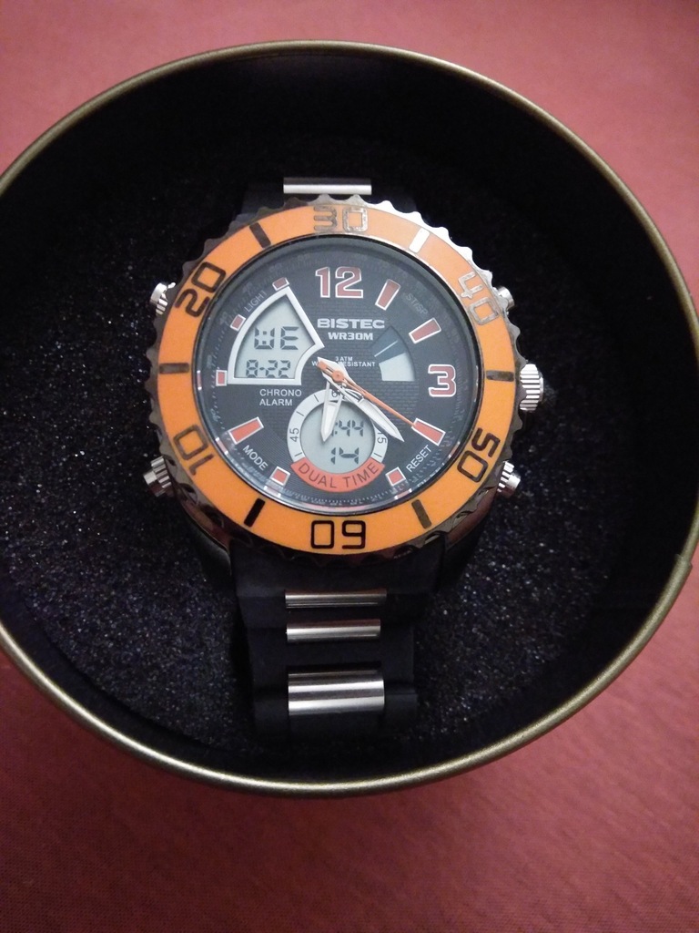 Zegarek męski sportowy firmy Bistec nowy dual time