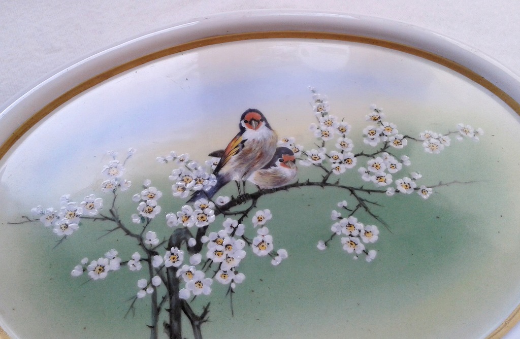 Obraz ptaki na porcelanie, sygn. Grunwald UNIKAT