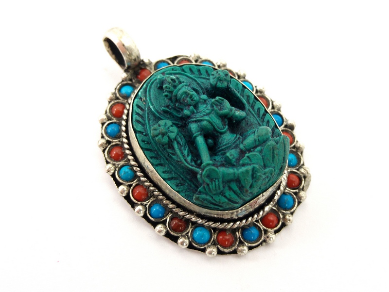 WISIOR TURKUSOWY BUDDA TARA (BUDDHA,3,5 CM)
