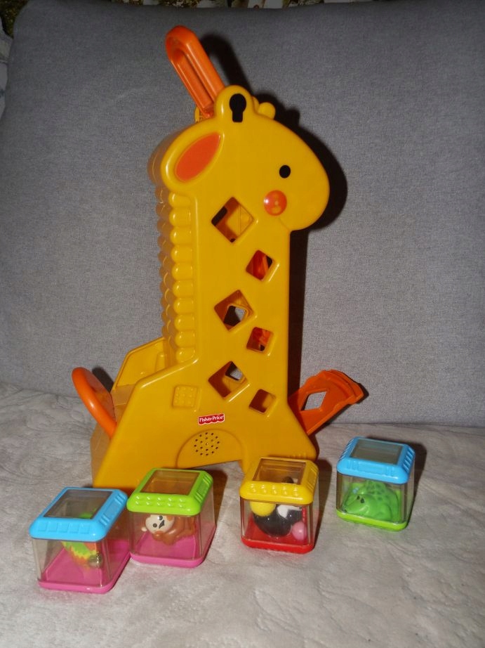 FISHER PRICE grająca interaktywna żyrafa +4 klocki