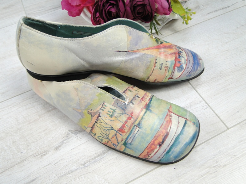 CAMPER BUTY RĘCZNIE MALOWANE PÓŁBUTY SKÓRA 38 24CM