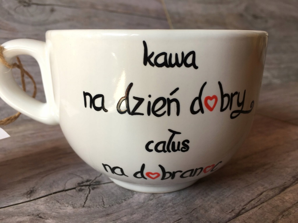 Kawa dzień dobry całus dobranoc kubek miseczka
