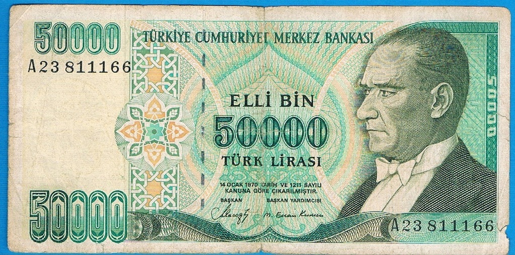 Turcja 50000 lirasi rok (1989) P. 203 stan 5