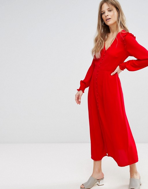 NEW LOOK CZERWONA SUKIENKA NA GUZIKI 44/XXL K3/38
