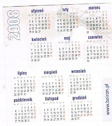 Kalendarzyk 2008r